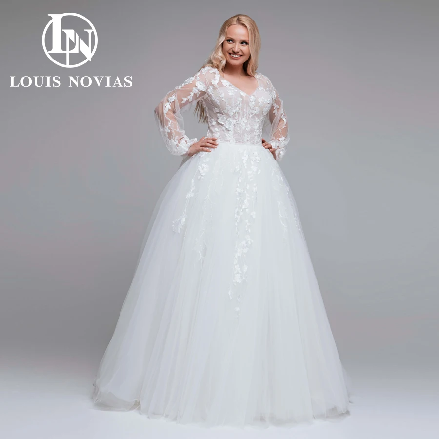 LOUIS NOVIAS Свадебное платье больших размеров, свадебное платье с длинными рукавами, расшитое бисером, с v-образным вырезом и цветами, платья невесты трапециевидной формы, Vestidos
LOUIS NOVIAS Свадебное платье больших размеров, свадебное платье с длинными рукавами, расшитое бисером, с v-образным вырезом и цветами, платья невесты трапециевидной формы, Vestidos