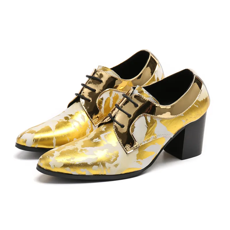 6CM High Heels Oxford Shoes For Men Wedding Dress Formal Office Footwear Genuine Leather Gold Luxury Print Zapatos De Hombre
6CM High Heels Oxford Shoes For Men Wedding Dress Formal Office Footwear Genuine Leather Gold Luxury Print Zapatos De Hombre