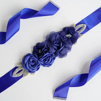 우아한 장식 허리띠, 진주 라인석 액세서리, 꽃 신부 드레스, 구슬 수제 새시 웨딩 벨트, 시뮬레이션 장미