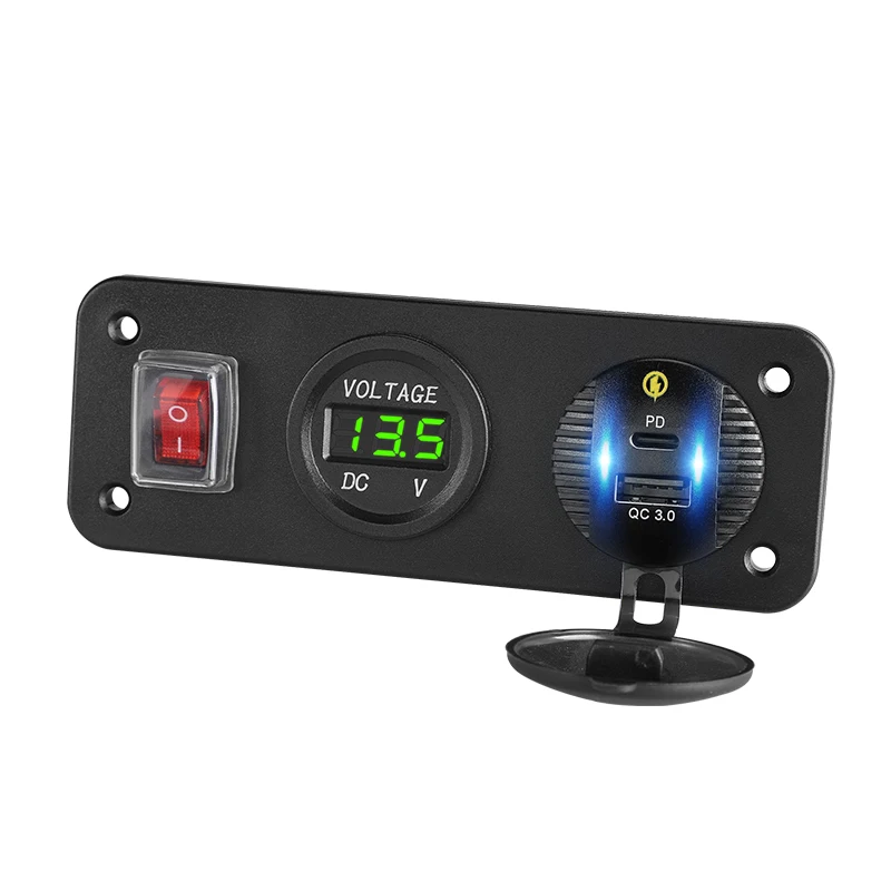 3 in 1 PD Quick charge QC3.0 Marine Switch Panel 12V Car Charger LED Voltmeter & Lighted ON/Off Rocker Toggle Switch Truck Boat
3 in 1 PD Quick charge QC3.0 Marine Switch Panel 12V Car Charger LED Voltmeter & Lighted ON/Off Rocker Toggle Switch Truck Boat
