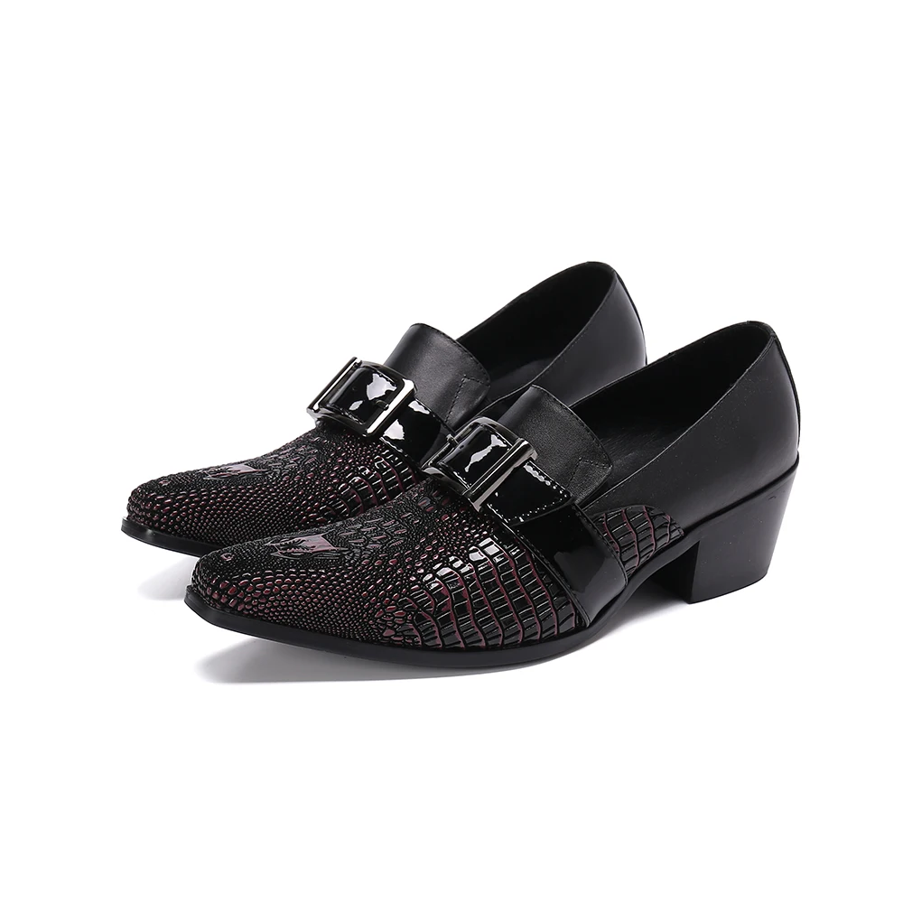 Mens Shoes High Heels Pointed Toe Dress Oxford Black Genuine Leather Crocodile Buckle Wedding Formal Shoes Male Chaussure Homme
Mens Shoes High Heels Pointed Toe Dress Oxford Black Genuine Leather Crocodile Buckle Wedding Formal Shoes Male Chaussure Homme