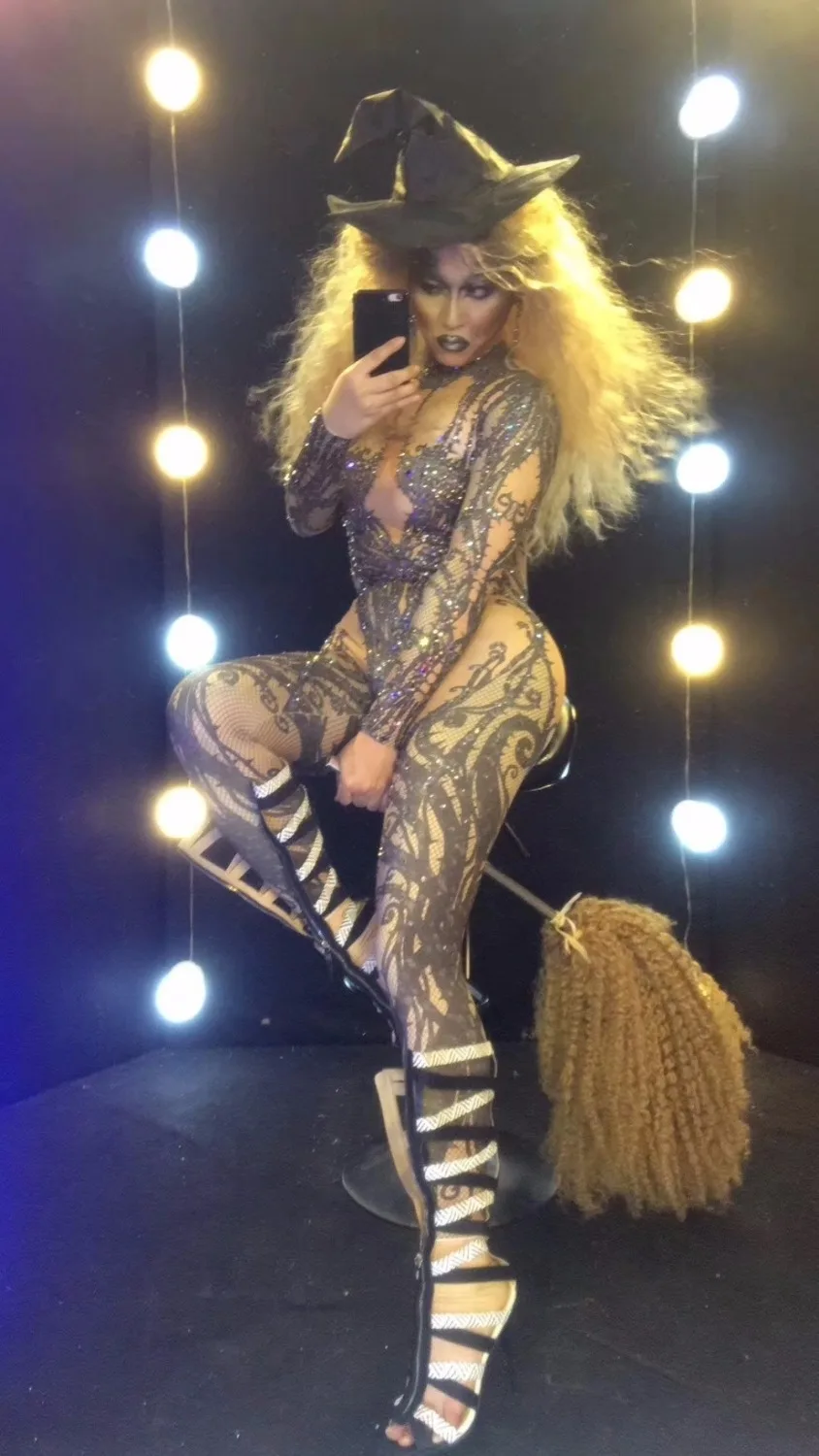 Performance Dress Women Black Nude Rhinestone Jumpsuit Nightclub Bar Wear Stones Bodysuit Leggings Prom Celebrate Outfit
Performance Dress Women Black Nude Rhinestone Jumpsuit Nightclub Bar Wear Stones Bodysuit Leggings Prom Celebrate Outfit