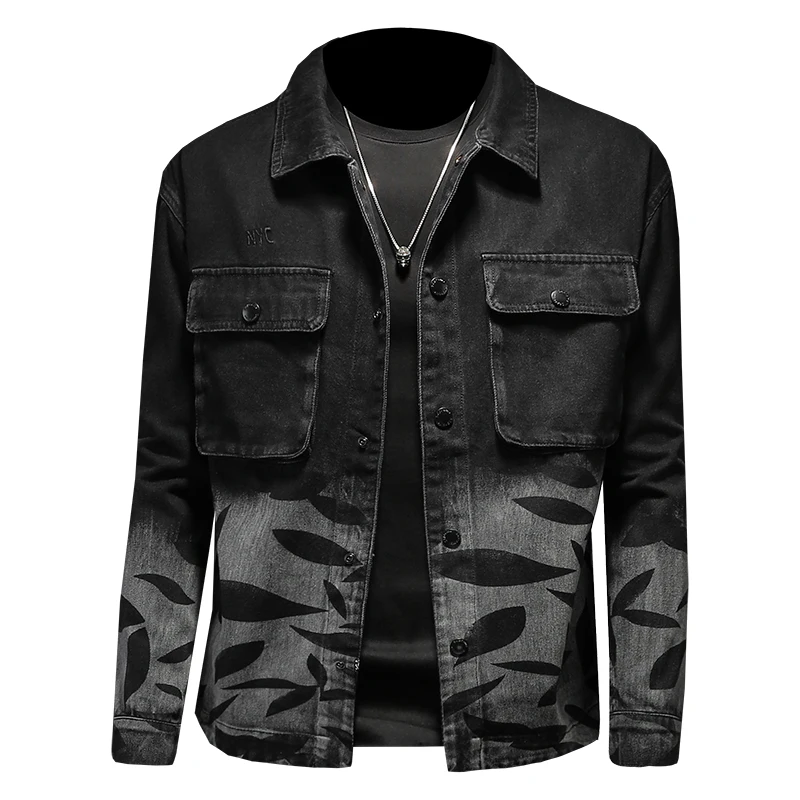 2021 New Spring and Autumn Fashion Casual Men Black Turndown Collar Slim Retro Long Sleeve Print Men's Denim Jacket
2021 New Spring and Autumn Fashion Casual Men Black Turndown Collar Slim Retro Long Sleeve Print Men's Denim Jacket