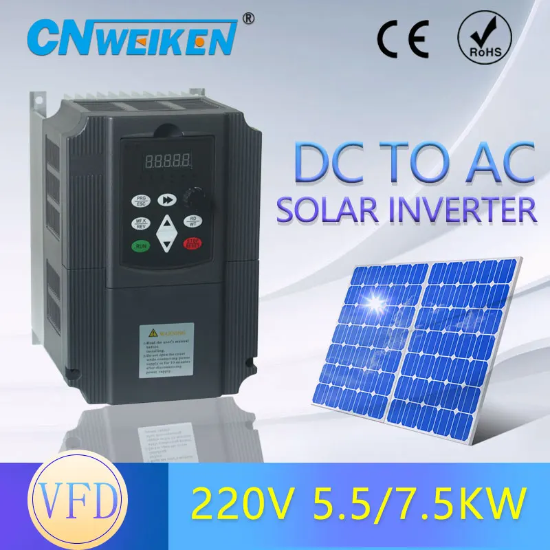 Solar Inverter 220V 0.75kw/1.5kw/2.2kw/4kw/5.5kw/7.5kw Single Phase Input and Output 3-Phases 220V Solar Frequency Inverter
Solar Inverter 220V 0.75kw/1.5kw/2.2kw/4kw/5.5kw/7.5kw Single Phase Input and Output 3-Phases 220V Solar Frequency Inverter
