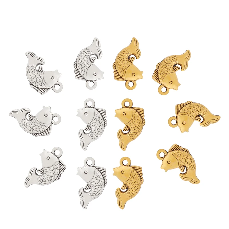 50 x Tibetan Silver/Gold Color Double Sided 3D Fish Carp Charms Pendants Beads for DIY Bracelet Necklace Jewelry Making 16x9mm
50 x Tibetan Silver/Gold Color Double Sided 3D Fish Carp Charms Pendants Beads for DIY Bracelet Necklace Jewelry Making 16x9mm