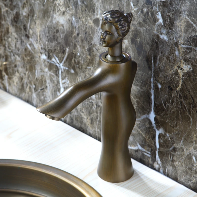 Artistic brass bathroom sink faucet smile girl model cold hot basin mixer faucet Classic European Style
Artistic brass bathroom sink faucet smile girl model cold hot basin mixer faucet Classic European Style