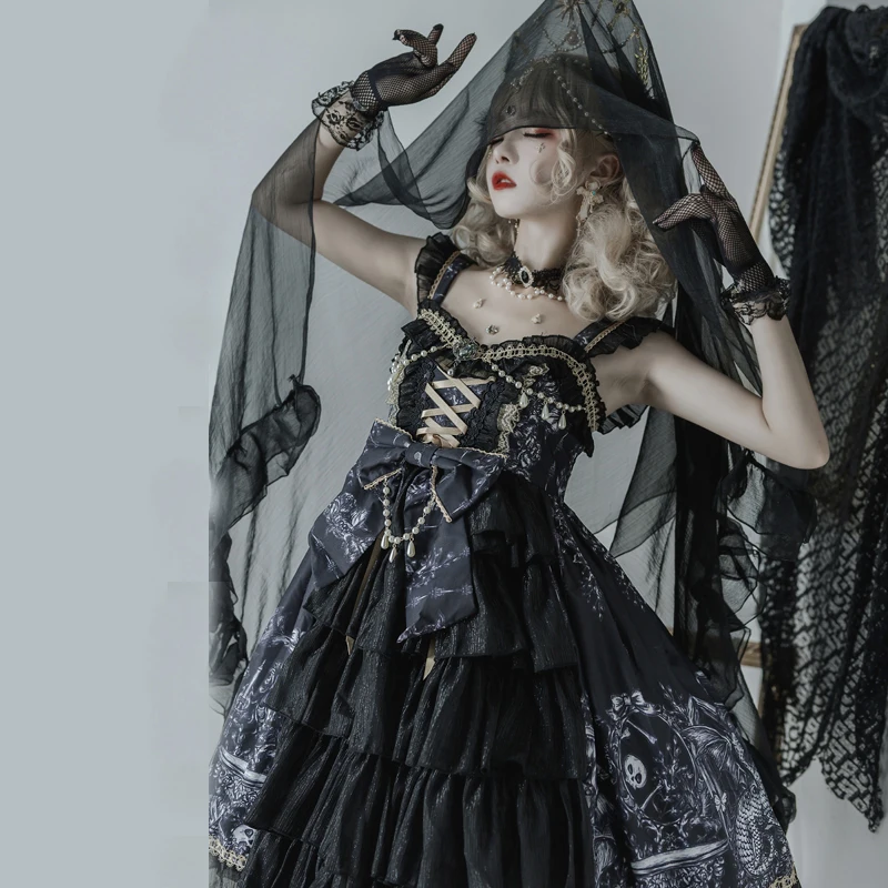 Japanese Lolita JSK Dress Dragon Witch Gothic Jsk Dress Dark Punk Vintage Victorian Princess Party Dress Sleeveless Lolita Dress
Japanese Lolita JSK Dress Dragon Witch Gothic Jsk Dress Dark Punk Vintage Victorian Princess Party Dress Sleeveless Lolita Dress