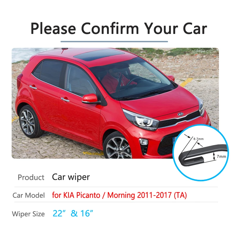 for KIA Picanto Morning 2011~2017 Front Windscreen Windshield Wipers Blade Car Accessories Stickers Car Wiper Blades 2012 2013
for KIA Picanto Morning 2011~2017 Front Windscreen Windshield Wipers Blade Car Accessories Stickers Car Wiper Blades 2012 2013