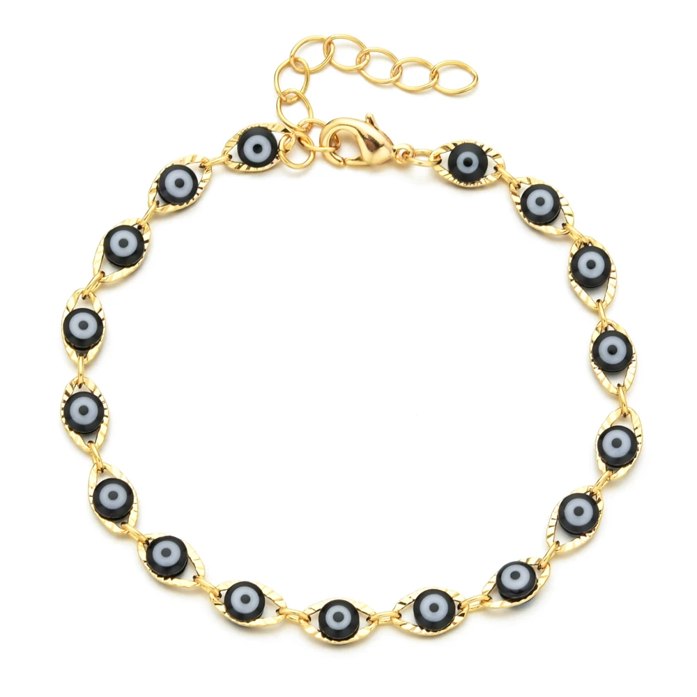 ZMZY Black Gold Color Chain Turkish Evil Eye Bracelet Women Eyes Charm Fashion Stainless Steel Bracelet Jewelry Wristband
ZMZY Black Gold Color Chain Turkish Evil Eye Bracelet Women Eyes Charm Fashion Stainless Steel Bracelet Jewelry Wristband
