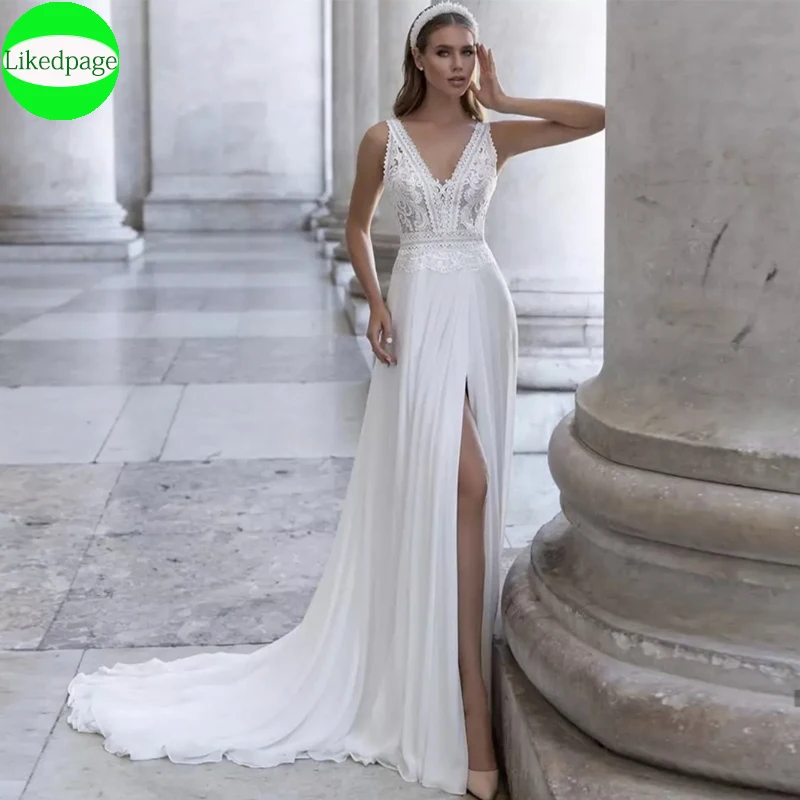 2021 свадебное платье-бохо Vestidos De Novia ТРАПЕЦИЕВИДНОЕ ПЛАТЬЕ с боковыми разрезами v-образным вырезом кружева аппликации Сексуальная Кнопка развертки поезд шифон невесты платье для пляжа
2021 свадебное платье-бохо Vestidos De Novia ТРАПЕЦИЕВИДНОЕ ПЛАТЬЕ с боковыми разрезами v-образным вырезом кружева аппликации Сексуальная Кнопка развертки поезд шифон невесты платье для пляжа