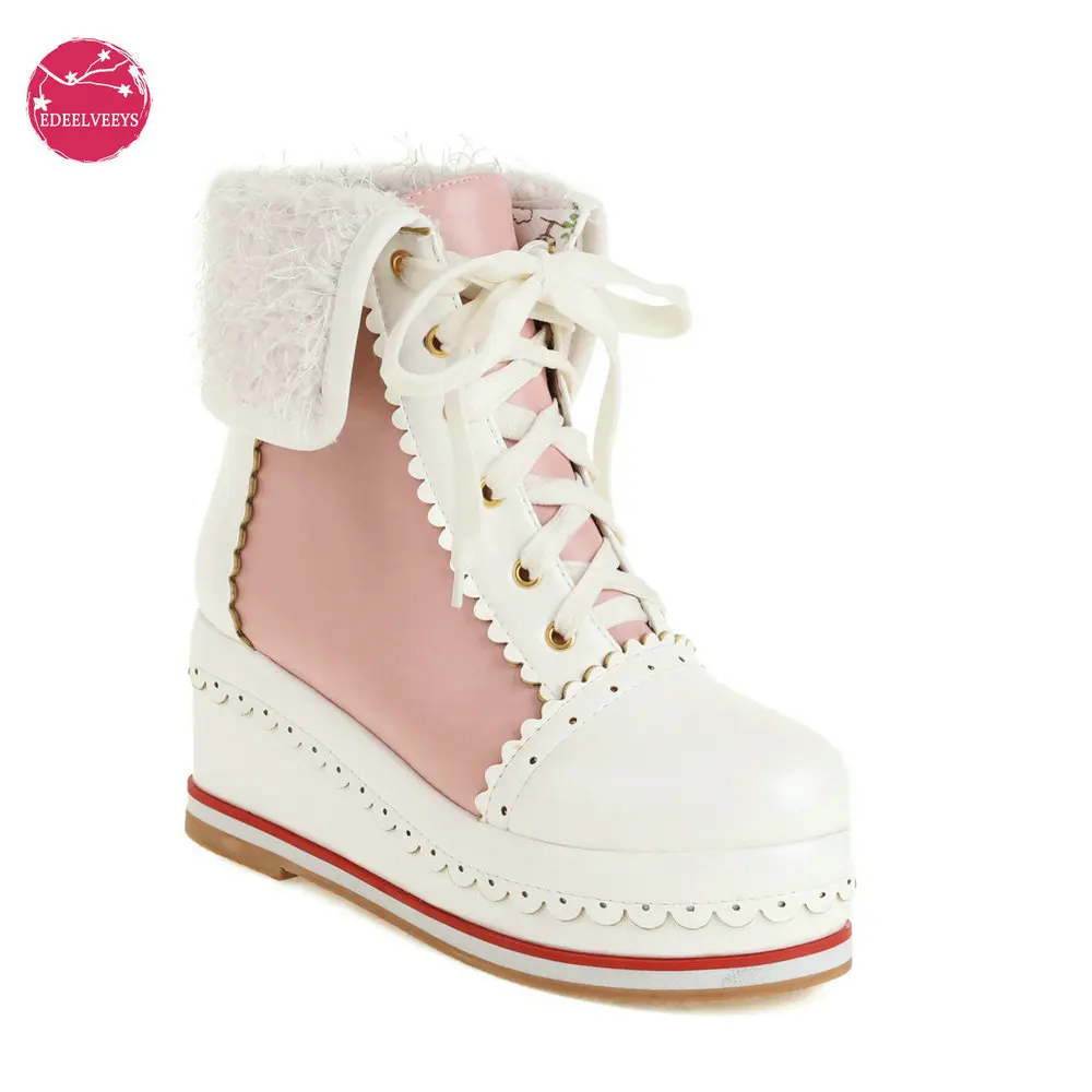 Womens Sweet Lolita Boots Cosplay Lace Up Platform Wedge Booties Party Lolita Princess Shoes Suede Lapel Fashion Mixed Color
Womens Sweet Lolita Boots Cosplay Lace Up Platform Wedge Booties Party Lolita Princess Shoes Suede Lapel Fashion Mixed Color