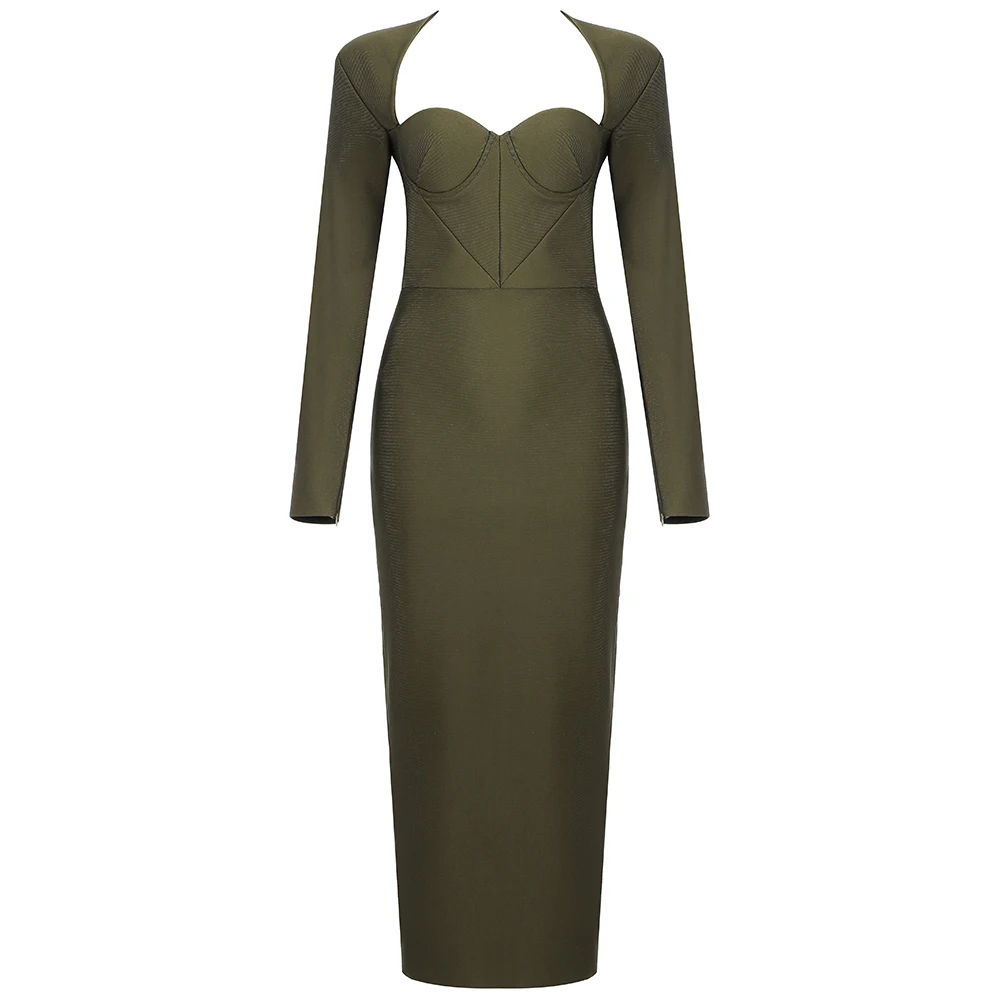 Autumn Long Sleeve Bandage Dress Fashion Elegant Green New Arrival Long Dresses Women Ladies CLothing V Neck Party Club
Autumn Long Sleeve Bandage Dress Fashion Elegant Green New Arrival Long Dresses Women Ladies CLothing V Neck Party Club