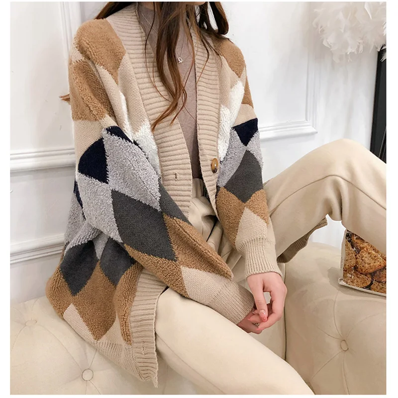 Abrini 2022 Autumn Winter Knitted Cardigan Sweaters Women Casual Loose Button Cardigan Sweaters Coat Preppy Style Warm Clothes
Abrini 2022 Autumn Winter Knitted Cardigan Sweaters Women Casual Loose Button Cardigan Sweaters Coat Preppy Style Warm Clothes