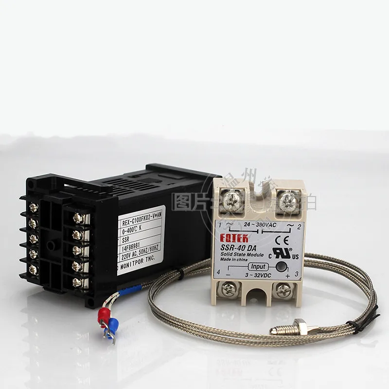 100-240VAC PID REX-C100 Temperature Controller Range 0 to 400C SSR40A K Thermocouple, PID Controller Set + Heat Sink
100-240VAC PID REX-C100 Temperature Controller Range 0 to 400C SSR40A K Thermocouple, PID Controller Set + Heat Sink