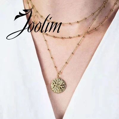 Joolim Jewelry High End PVD Wholesale No Fade Multi-layered Fold Wear Round Pendant Stylish Stainless Steel Necklace For Women
Joolim Jewelry High End PVD Wholesale No Fade Multi-layered Fold Wear Round Pendant Stylish Stainless Steel Necklace For Women