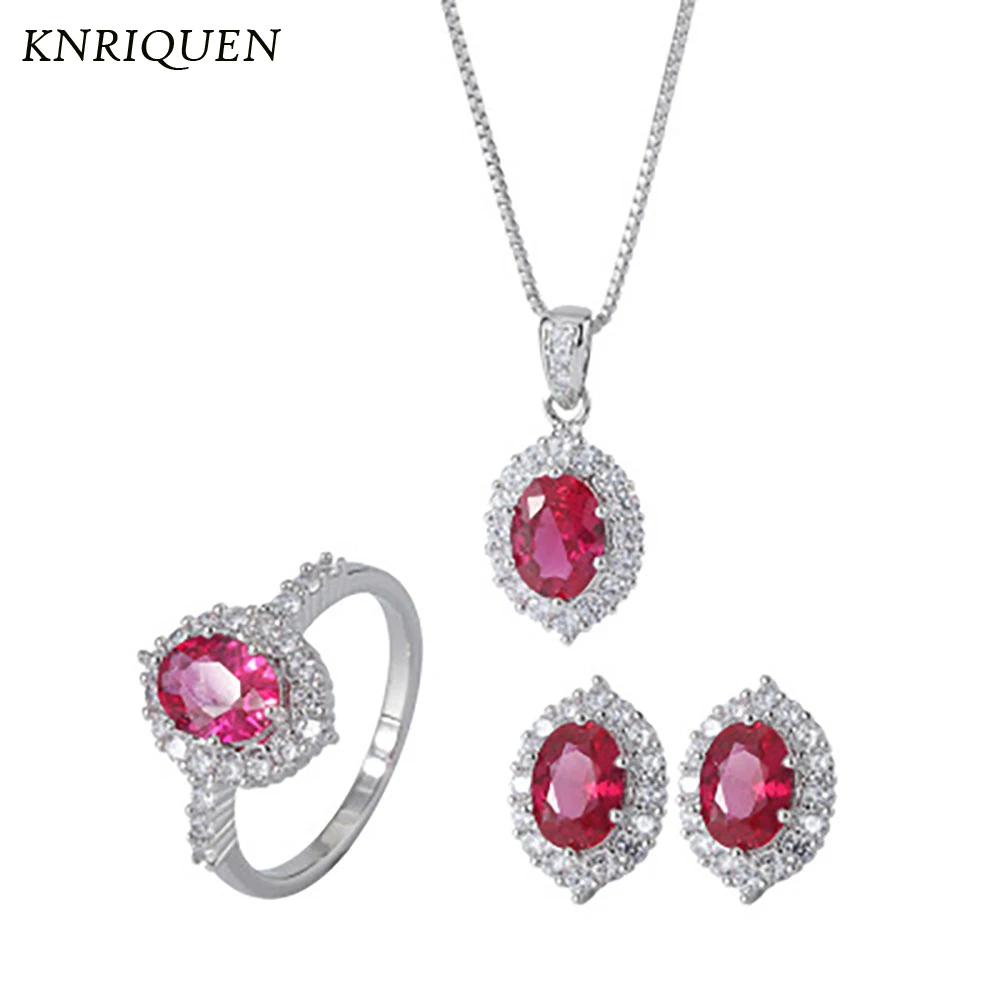 Charms Lab Created Ruby Stone High Carbon Diamonds Necklace Stud Earrings Ring Wedding Jewelry Set for Women Vintage Accessories
Charms Lab Created Ruby Stone High Carbon Diamonds Necklace Stud Earrings Ring Wedding Jewelry Set for Women Vintage Accessories