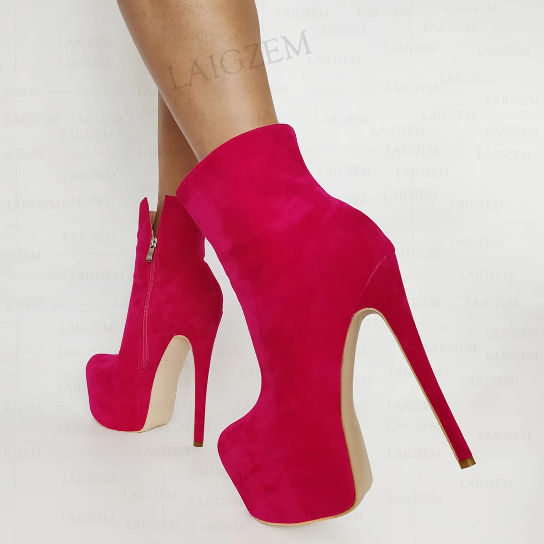 LAIGZEM Women Ankle Platform Boots Round Toe Thin High Heels Zip Up Booties Faux Suede Ladies Shoes Woman Big Size 41 43 47 52
LAIGZEM Women Ankle Platform Boots Round Toe Thin High Heels Zip Up Booties Faux Suede Ladies Shoes Woman Big Size 41 43 47 52