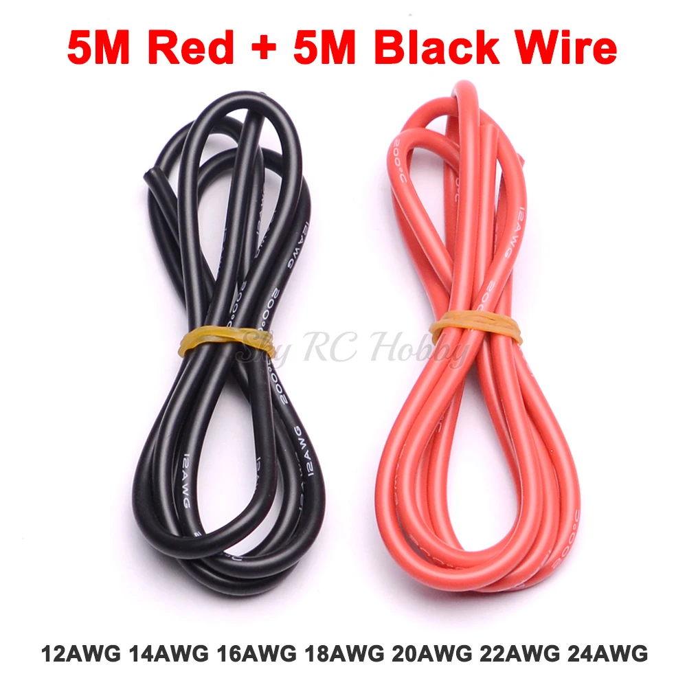 5 meter Red + 5meter Black Silicon Wire 12AWG 14AWG 16AWG 18AWG 20AWG 22AWG 24AWG 12 14 16 18 AWG Silicone Silica Gel Wire Cable
5 meter Red + 5meter Black Silicon Wire 12AWG 14AWG 16AWG 18AWG 20AWG 22AWG 24AWG 12 14 16 18 AWG Silicone Silica Gel Wire Cable