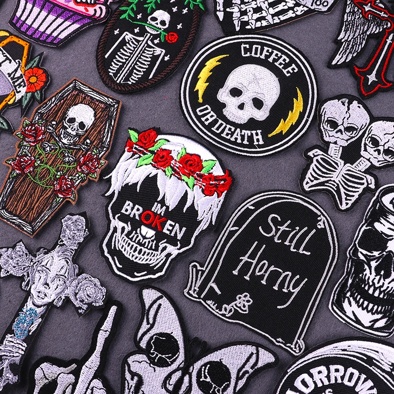 Punk SKull Patch Coffin Sticker Iron On Patches For Clothing Thermoadhesive Patches Horror Letter Embroidered Patches On Clothes
Punk SKull Patch Coffin Sticker Iron On Patches For Clothing Thermoadhesive Patches Horror Letter Embroidered Patches On Clothes