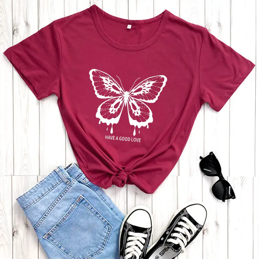 Butterfly and Slogan Graphic Tee New Arrival 100%Cotton Funny T Shirt Natuer Shirt Butterfly Shirts Good Life Tops Gift for her
Butterfly and Slogan Graphic Tee New Arrival 100%Cotton Funny T Shirt Natuer Shirt Butterfly Shirts Good Life Tops Gift for her