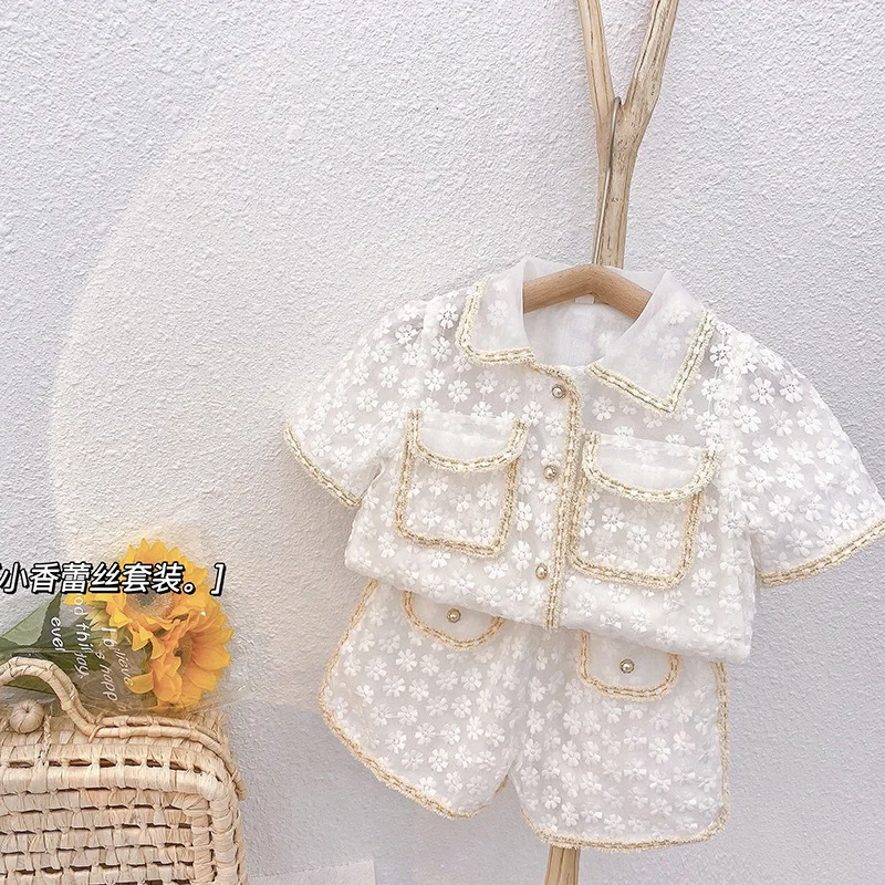 Summer Girls 2 Pcs Set Blouse + Shorts Kids Suit Children Clothes Fashion Floral Embroidery White Mesh Lace Soft 2 To 7 Yrs
Summer Girls 2 Pcs Set Blouse + Shorts Kids Suit Children Clothes Fashion Floral Embroidery White Mesh Lace Soft 2 To 7 Yrs
