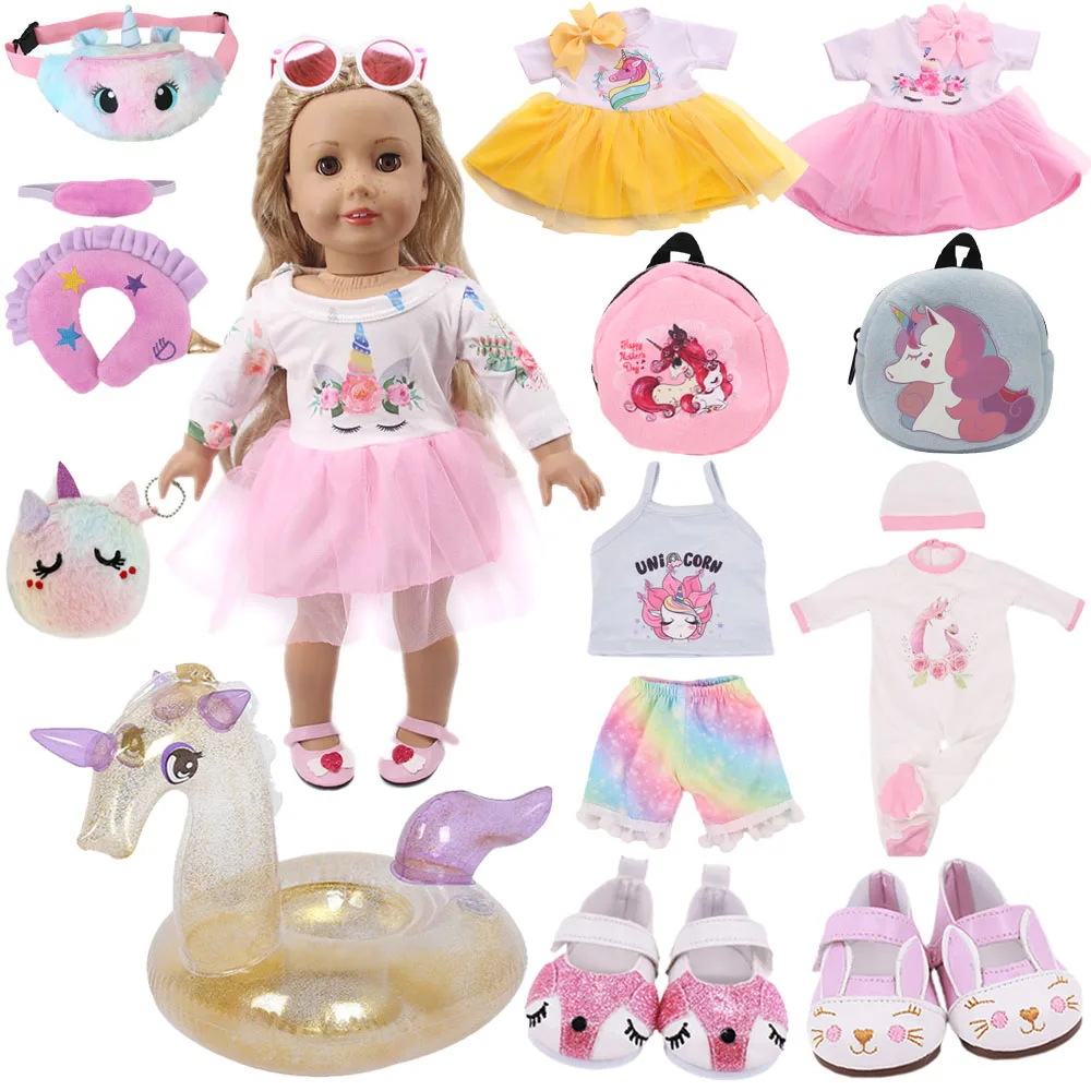 43cm Reborn New Born Baby Doll Unicorn Clothes Dress Shoes Backpack Fanny Waist Bag Cartoon Accessories 18 Inch American of girl
43cm Reborn New Born Baby Doll Unicorn Clothes Dress Shoes Backpack Fanny Waist Bag Cartoon Accessories 18 Inch American of girl