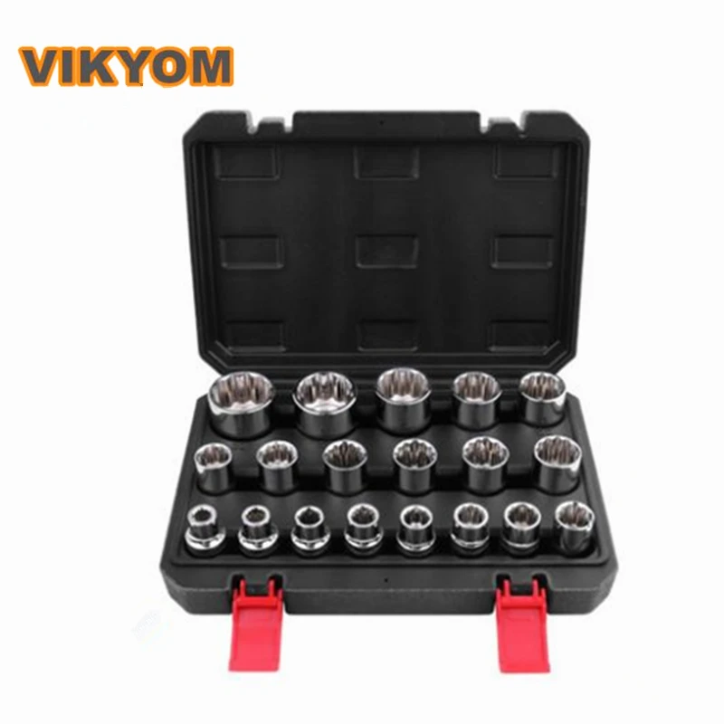 19pcs Plum blossom sleeve 12-point plum blossom socket head 19mm Plum blossom sleeve 27mm
19pcs Plum blossom sleeve 12-point plum blossom socket head 19mm Plum blossom sleeve 27mm