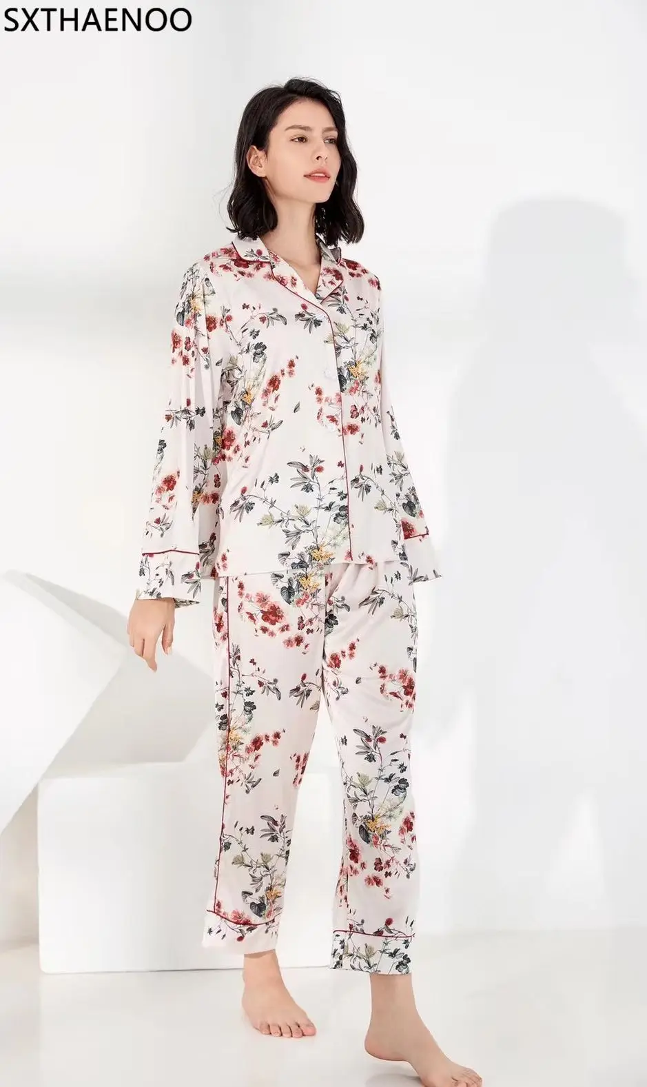 SXTHAENOO Spring Autumn 2 Pcs Set Pajama Sets Floral Print Sleepwear Women's Pijamas Suit Home Clothes Pyjama Femme
SXTHAENOO Spring Autumn 2 Pcs Set Pajama Sets Floral Print Sleepwear Women's Pijamas Suit Home Clothes Pyjama Femme