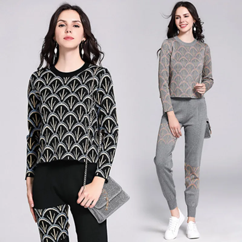 2022 Autumn Winter Pattern Round Neck Pullovers Fashion Knitting Sets Spinning Knitted Sweaters+Pants Women Casual Knitted Suits
2022 Autumn Winter Pattern Round Neck Pullovers Fashion Knitting Sets Spinning Knitted Sweaters+Pants Women Casual Knitted Suits