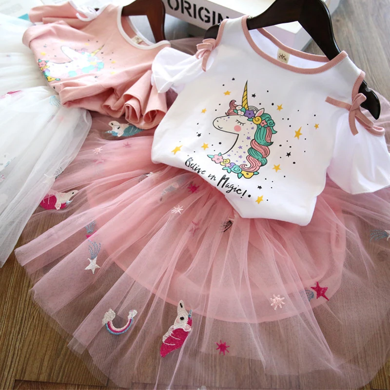 Cotton Kid Girls Summer Clothes Sets Summer Vest 2pcs Unicorn T Shirt+Lace Skirts Children Sets Fashion Girls Clothes Suit 2-8Y
Cotton Kid Girls Summer Clothes Sets Summer Vest 2pcs Unicorn T Shirt+Lace Skirts Children Sets Fashion Girls Clothes Suit 2-8Y
