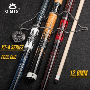 OMIN XF-A 풀 큐 스틱 12.8mm 팁 프리미엄 가죽 그립 탄소 튜브 내부 방사형 조인트 조정 가능한 무게 시스템 키트 당구