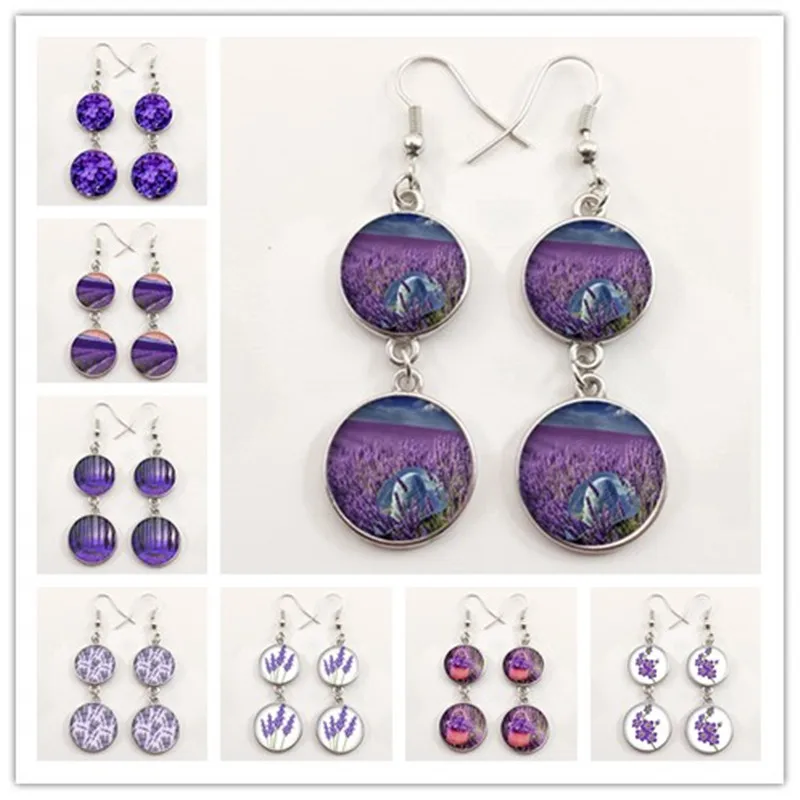Fashion Beautiful Purple Lavender Charm Ladies Earrings Flowers Round Glass Convex Dome Earrings Jewelry Earrings Souvenir Happy
Fashion Beautiful Purple Lavender Charm Ladies Earrings Flowers Round Glass Convex Dome Earrings Jewelry Earrings Souvenir Happy
