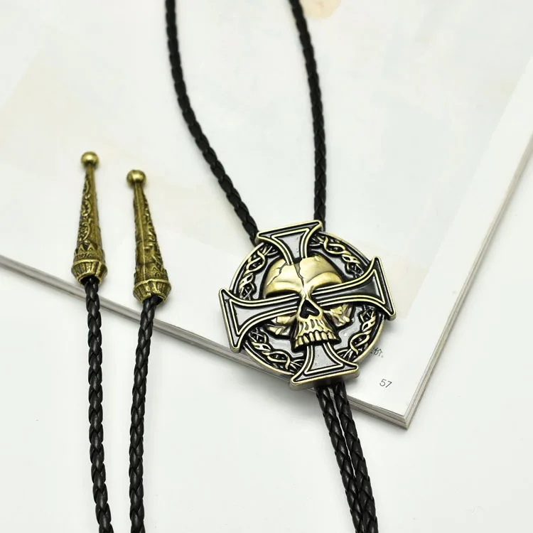European and American leather poirot bow tie punk skull cross zinc alloy leather necklace retro metal pendant
European and American leather poirot bow tie punk skull cross zinc alloy leather necklace retro metal pendant