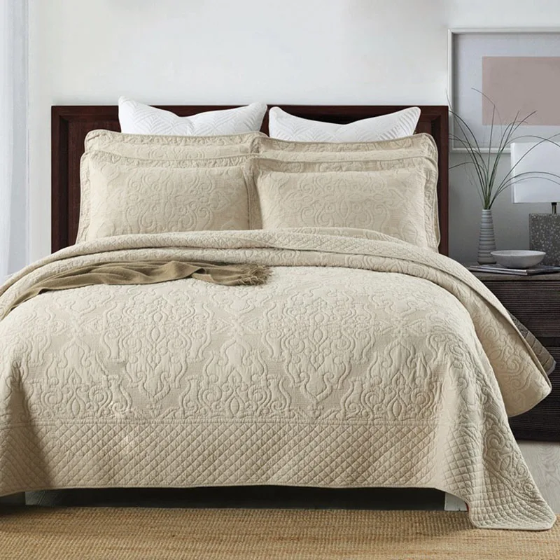 Solid Color Cotton Bedspread Quilt Set 3-Piece King Queen Size Coverlet Embroidered Comforter Summer Quilted Blanket for Bed
Solid Color Cotton Bedspread Quilt Set 3-Piece King Queen Size Coverlet Embroidered Comforter Summer Quilted Blanket for Bed