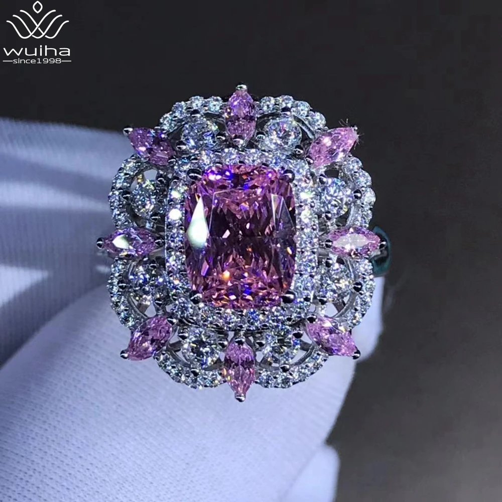WUIHA Luxury 100% 925 Sterling Silver 3EX 2CT VVS Pink Created Moissanite Wedding Engagement Customized Flower Ring Fine Jewelry
WUIHA Luxury 100% 925 Sterling Silver 3EX 2CT VVS Pink Created Moissanite Wedding Engagement Customized Flower Ring Fine Jewelry