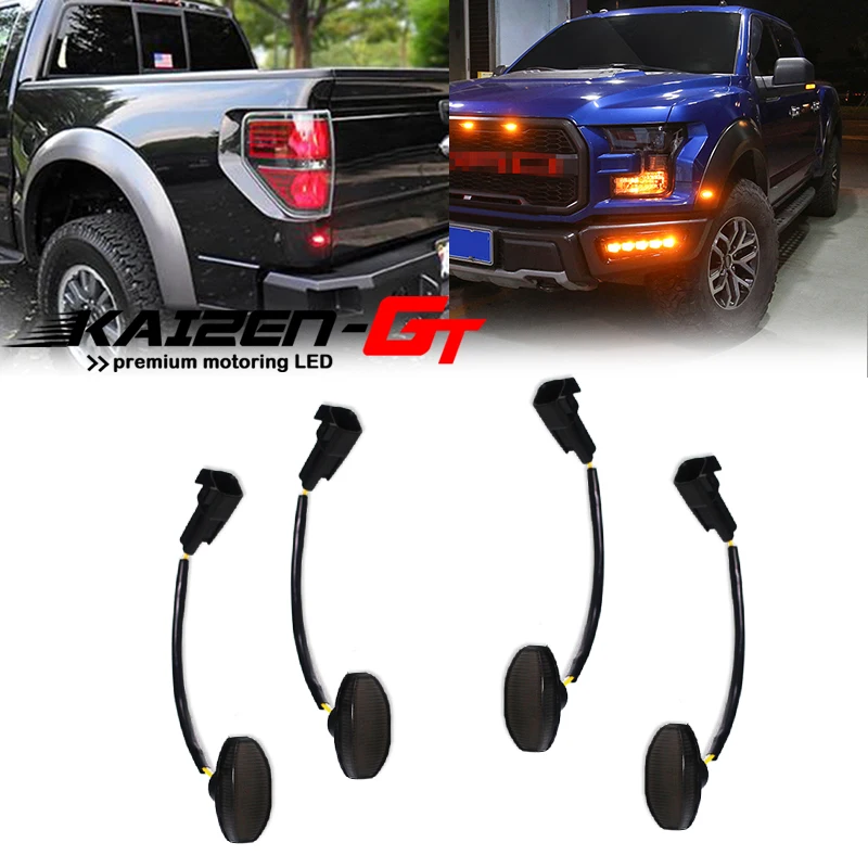 4PCS Smoked Lens Front Amber & Rear Red Full LED Car Bumper Fender Side Marker Lights Kit For 2010-2014 Ford F-150 Raptor 12V
4PCS Smoked Lens Front Amber & Rear Red Full LED Car Bumper Fender Side Marker Lights Kit For 2010-2014 Ford F-150 Raptor 12V