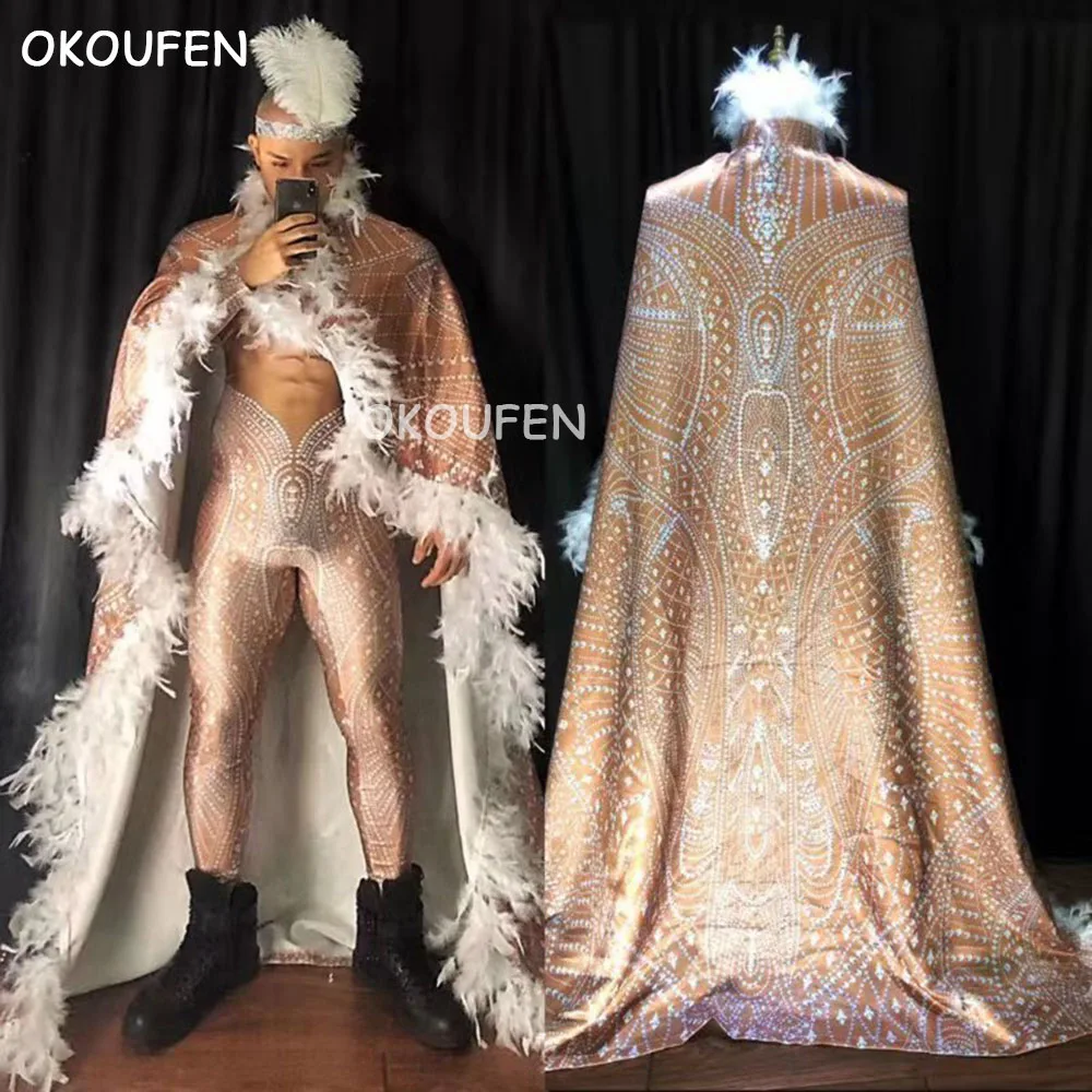 Bar ds nightclub feather simulation fake muscle one-piece tailing suit white christmas costume sexy
Bar ds nightclub feather simulation fake muscle one-piece tailing suit white christmas costume sexy