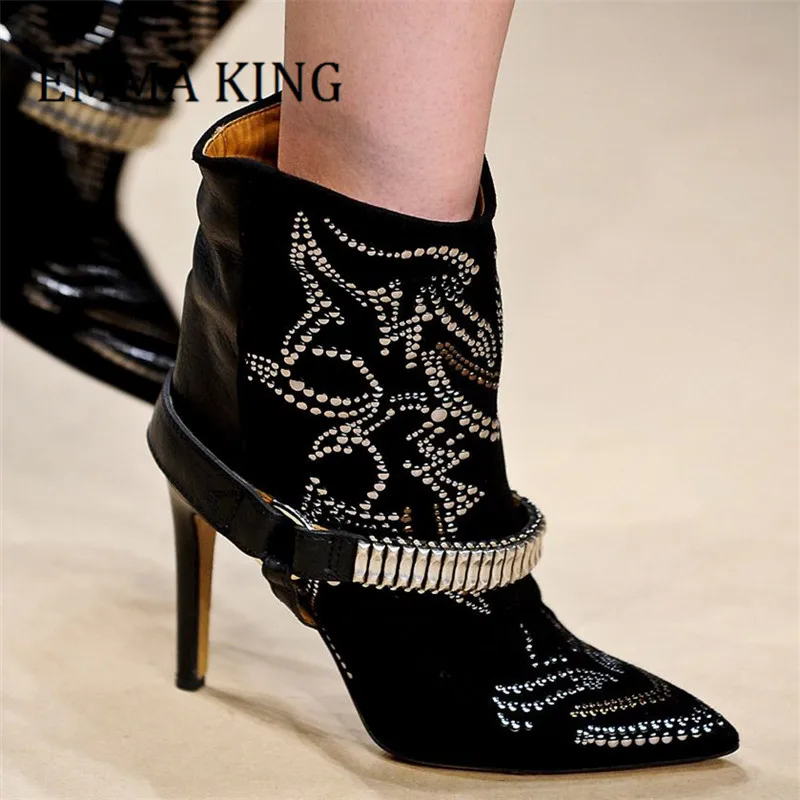 Women Embroidered Suede Ankle Boots Pointed Toe Stiletto High Heel Shoes For Women Autumn Winter Fashion Dress Botas De Mujer
Women Embroidered Suede Ankle Boots Pointed Toe Stiletto High Heel Shoes For Women Autumn Winter Fashion Dress Botas De Mujer