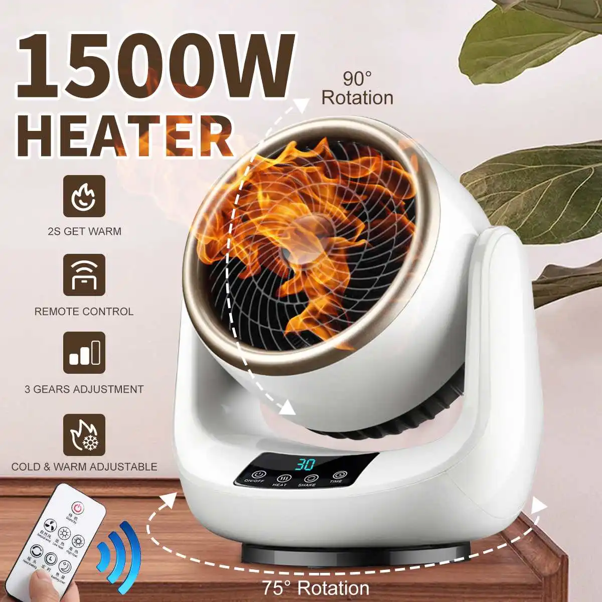 1500W Remote Control Electric Heater 3 Gears Adjustable Home Office Bathroom Radiator Electric Heater Portable Desktop Heater
1500W Remote Control Electric Heater 3 Gears Adjustable Home Office Bathroom Radiator Electric Heater Portable Desktop Heater