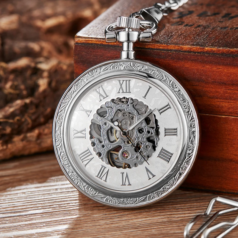 Golden Sliver Smooth Automatic Mechanical Pocket Watch Steampunk Skeleton FOB Chain Hand Winding Hollow For Men Women
Golden Sliver Smooth Automatic Mechanical Pocket Watch Steampunk Skeleton FOB Chain Hand Winding Hollow For Men Women
