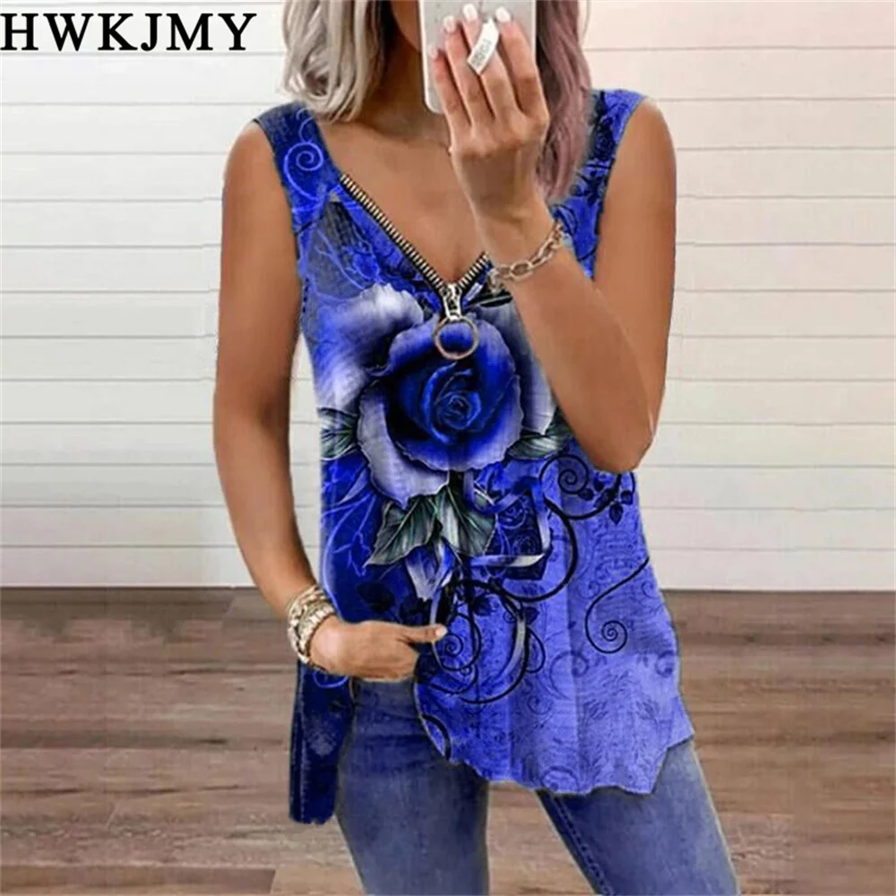 Summer Women Fashion V-neck Off Shoulder Sleeveless Printing T-shirt Vest Loose Zipper Blouse Ladies Cotton Tank Tops
Summer Women Fashion V-neck Off Shoulder Sleeveless Printing T-shirt Vest Loose Zipper Blouse Ladies Cotton Tank Tops