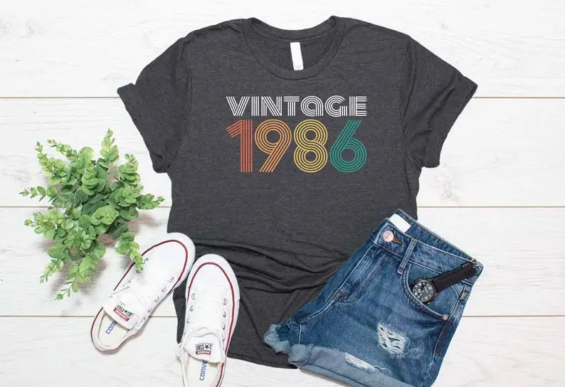 Vintage 1986 36th Birthday Gift Party T-Shirt Funny Letter Cotton Women Short Sleeve Top Tees Plus Size O Neck unisex Clothing
Vintage 1986 36th Birthday Gift Party T-Shirt Funny Letter Cotton Women Short Sleeve Top Tees Plus Size O Neck unisex Clothing