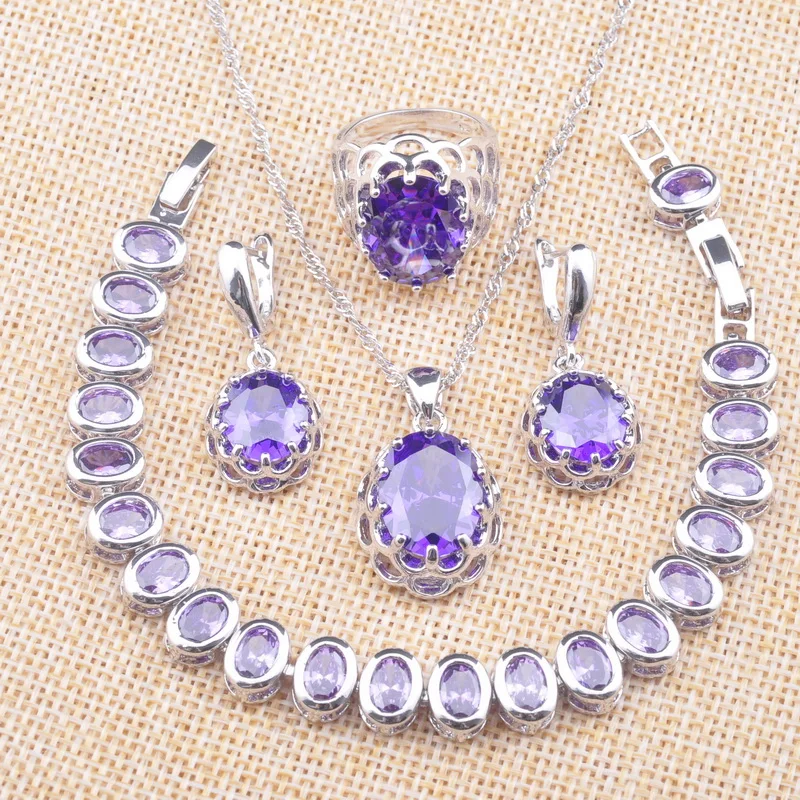 2023 New Jewelry Sets Women's Wedding Jewelry Necklace Pendant Purple Crystal Silver Color Earrings Rings Bracelet
2023 New Jewelry Sets Women's Wedding Jewelry Necklace Pendant Purple Crystal Silver Color Earrings Rings Bracelet