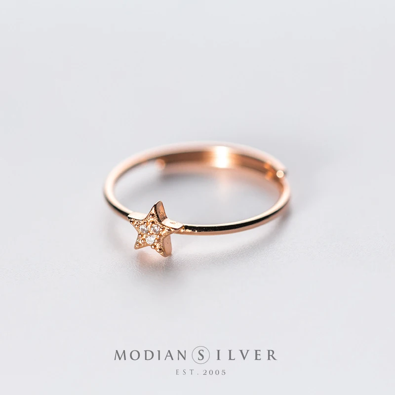 Modian Rose Gold Color Twinkle Zircon Stars Ring for Women Real 925 Sterling Silver Simple Free Size Ring Fashion Jewelry Bijoux
Modian Rose Gold Color Twinkle Zircon Stars Ring for Women Real 925 Sterling Silver Simple Free Size Ring Fashion Jewelry Bijoux