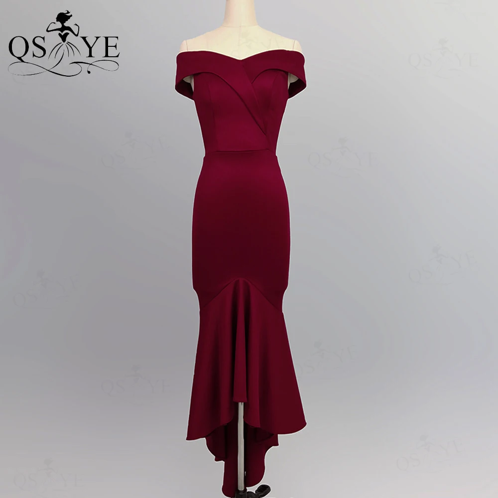 Burgundy Mermaid Short Prom Dresses Elastic Evening Gown Off the Shoulder V neck Formal Gowns Short Simple Fish Tail Party Gown
Burgundy Mermaid Short Prom Dresses Elastic Evening Gown Off the Shoulder V neck Formal Gowns Short Simple Fish Tail Party Gown