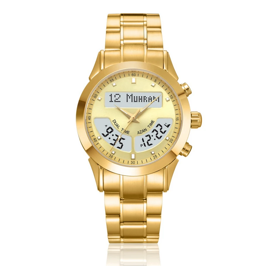 Muslim Qibla Prayer Watch with Azan Alarm Compass and Hijri Calendar Al Fajr Zuhr Time Wristwatch AL-HARAMEEN Hour
Muslim Qibla Prayer Watch with Azan Alarm Compass and Hijri Calendar Al Fajr Zuhr Time Wristwatch AL-HARAMEEN Hour