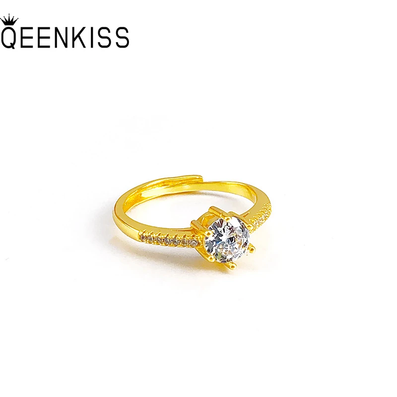 QEENKISS 24KT Gold Zircon Ring For Women Adjustable Shiny Ring Fine Wholesale Jewelry Wedding Party Bride Ladies Girl Gift RG536
QEENKISS 24KT Gold Zircon Ring For Women Adjustable Shiny Ring Fine Wholesale Jewelry Wedding Party Bride Ladies Girl Gift RG536
