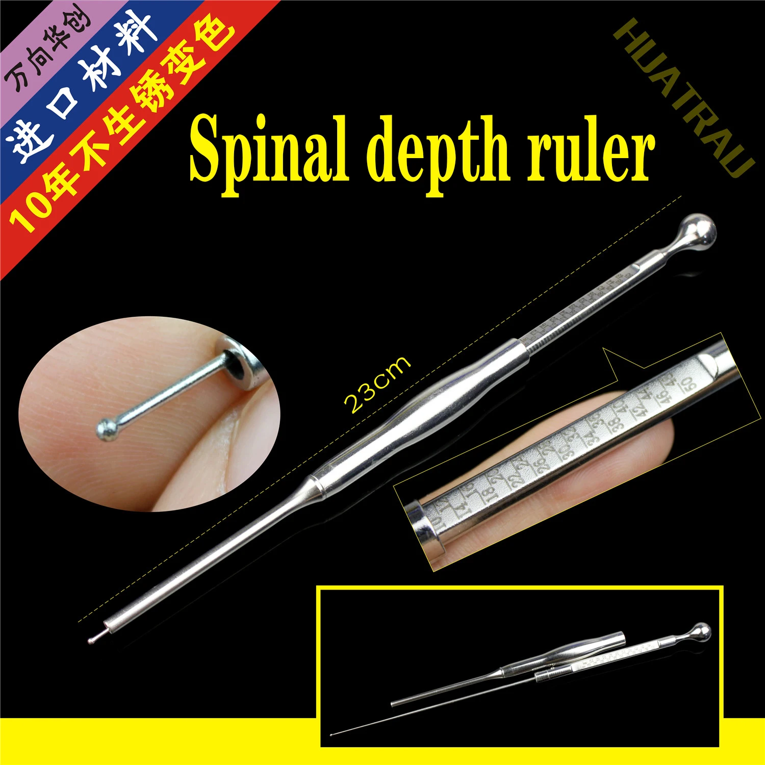 Orthopedics instruments medical spine lumbar body ball probe probe pedicle measurement drill perforation depth ruler Measuring
Orthopedics instruments medical spine lumbar body ball probe probe pedicle measurement drill perforation depth ruler Measuring