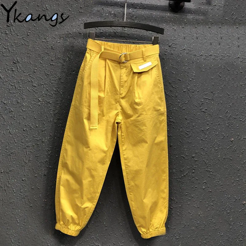 With Belt Women's Joggers High Waist Streetwear Harem Pants Baggy Cargo Pants Women Korean Casual Solid Sports Pants Pockets New
With Belt Women's Joggers High Waist Streetwear Harem Pants Baggy Cargo Pants Women Korean Casual Solid Sports Pants Pockets New