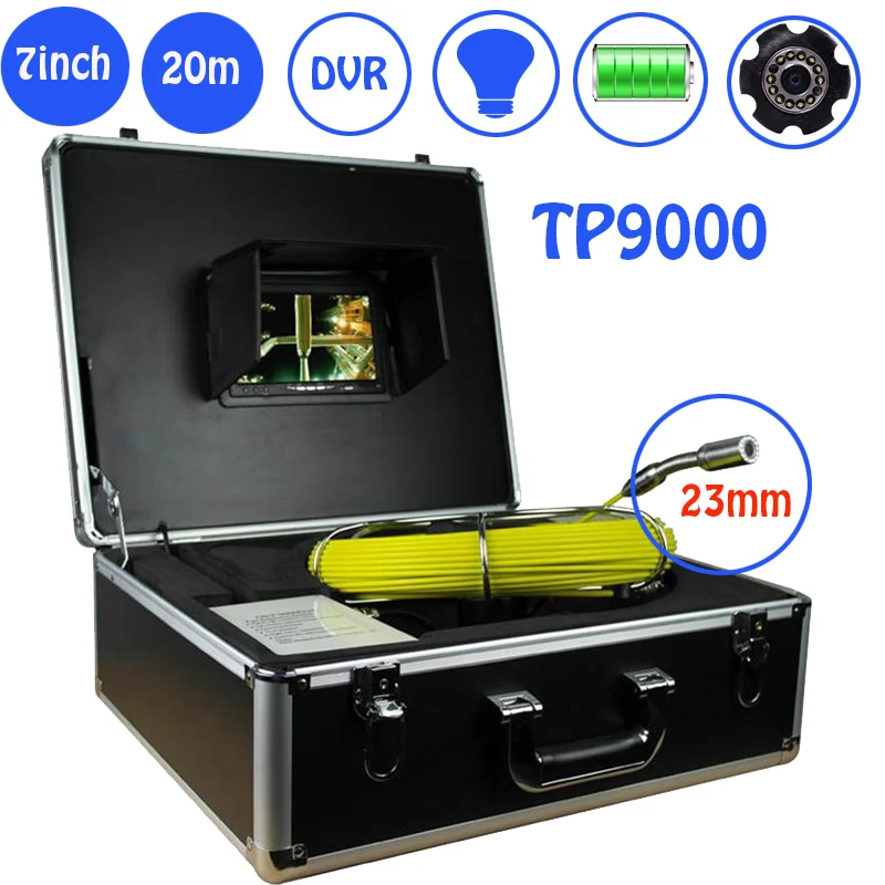 Waterproof 23mm Pipe Camera Head 7inch Screen Monitor Sewer Inspection Camera System 20m DVR Function With 8GB Card
Waterproof 23mm Pipe Camera Head 7inch Screen Monitor Sewer Inspection Camera System 20m DVR Function With 8GB Card